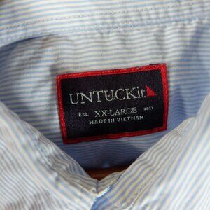 Untuckit Shirt Mens 2XL Blue Stripe Long Sleeve Button Up 100% Cotton
